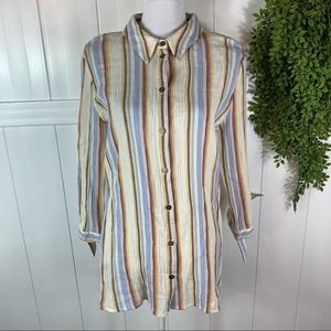 Soft Surroundings Senna Gauze Tunic Large Striped 100% Cotton